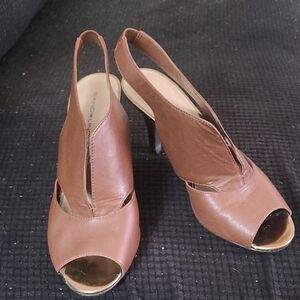 Bandolino Brown Open Toe Slingback Heels